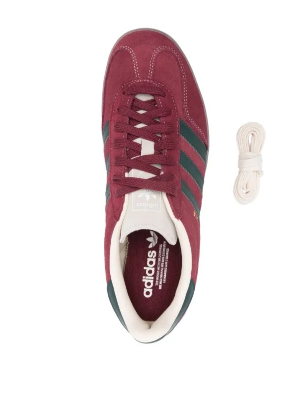 New adidas Gazelle Indoor Suede Sneakers - Burgundy with Dark Green Stripes - Picture 5 of 6